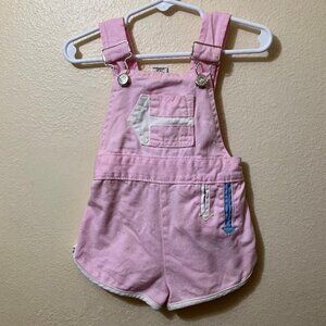 Vintage Baby Jet Set Light Pink Corduroy Short Overalls Size 18 Months